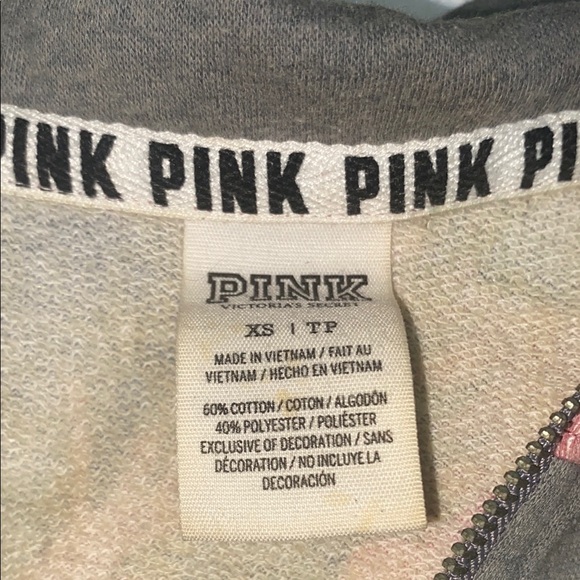 PINK Women's Gray Pullover Top w/ Zipper - Picture 3 of 4